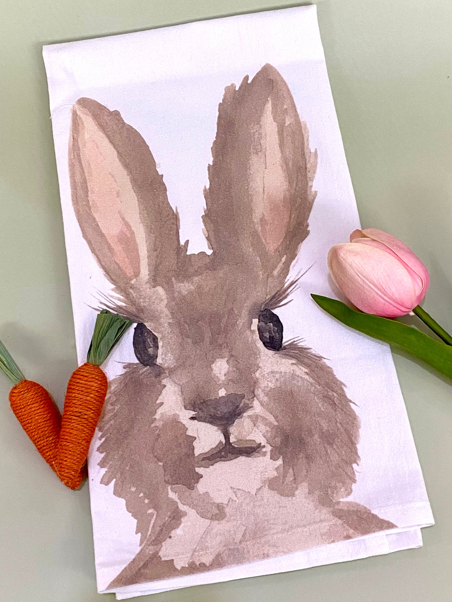 Watercolor Bunny Tea Towel