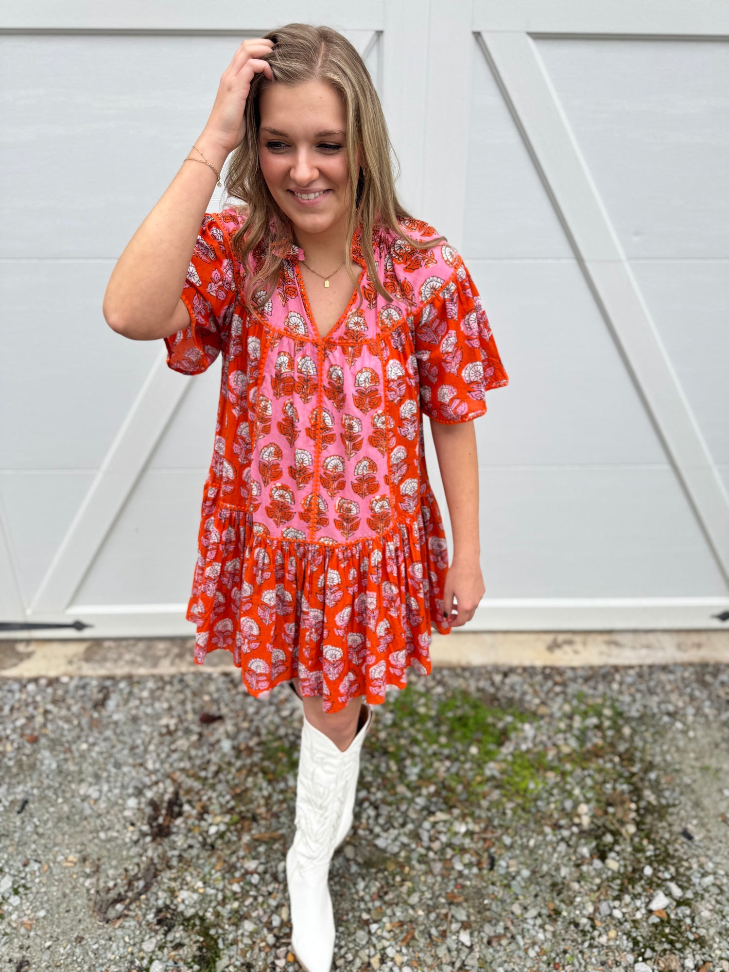 Patched in Block Prints Dress