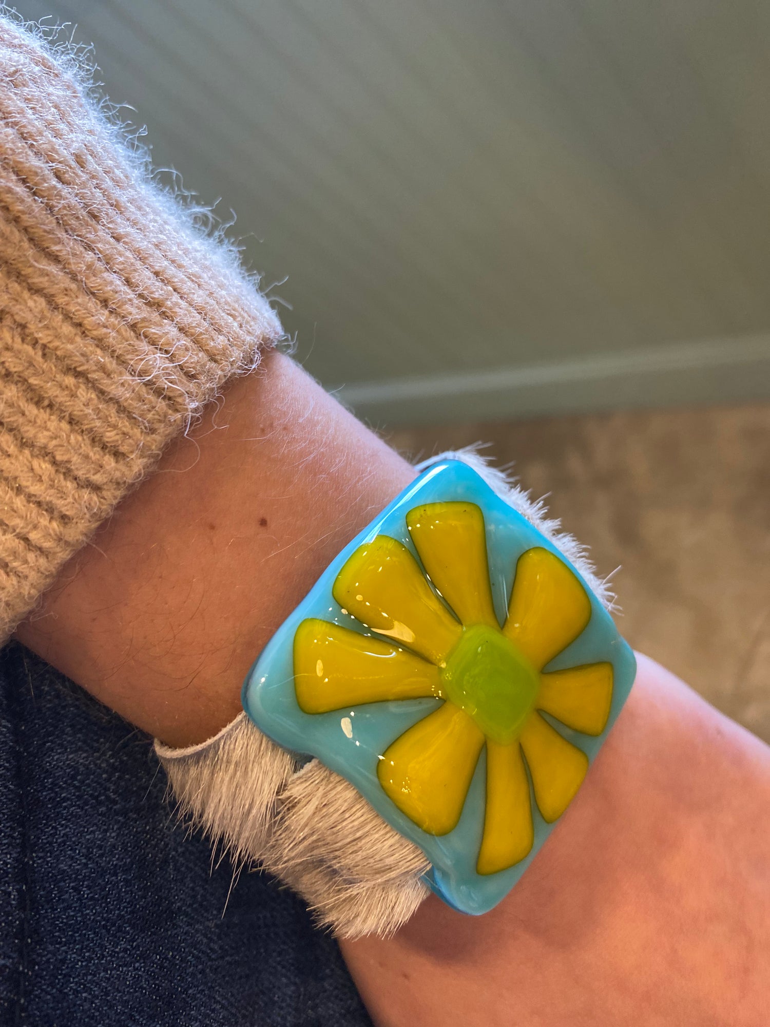 Leather Bracelet with Stone
