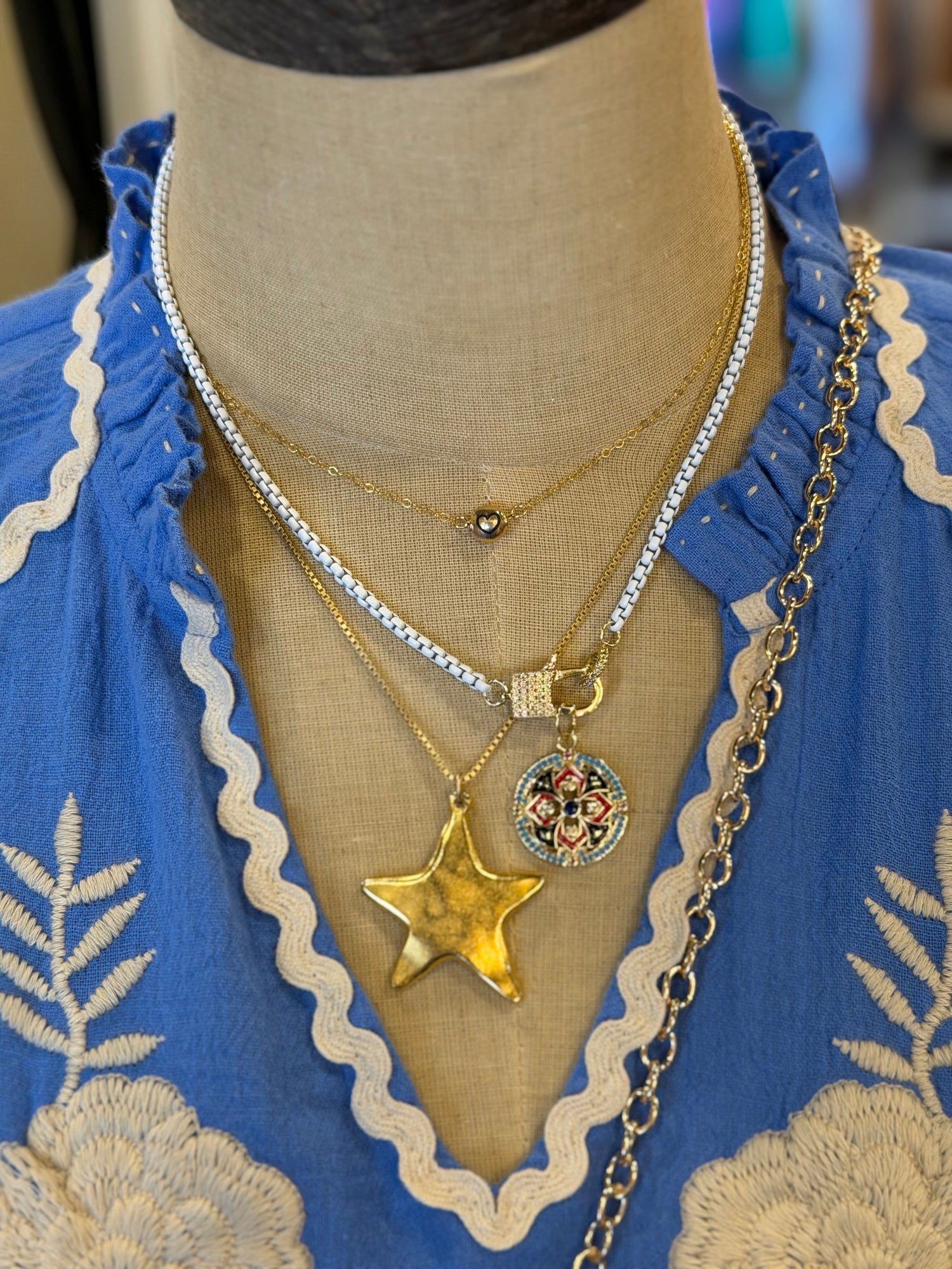 Colored Double Chain with Toggle Necklace
