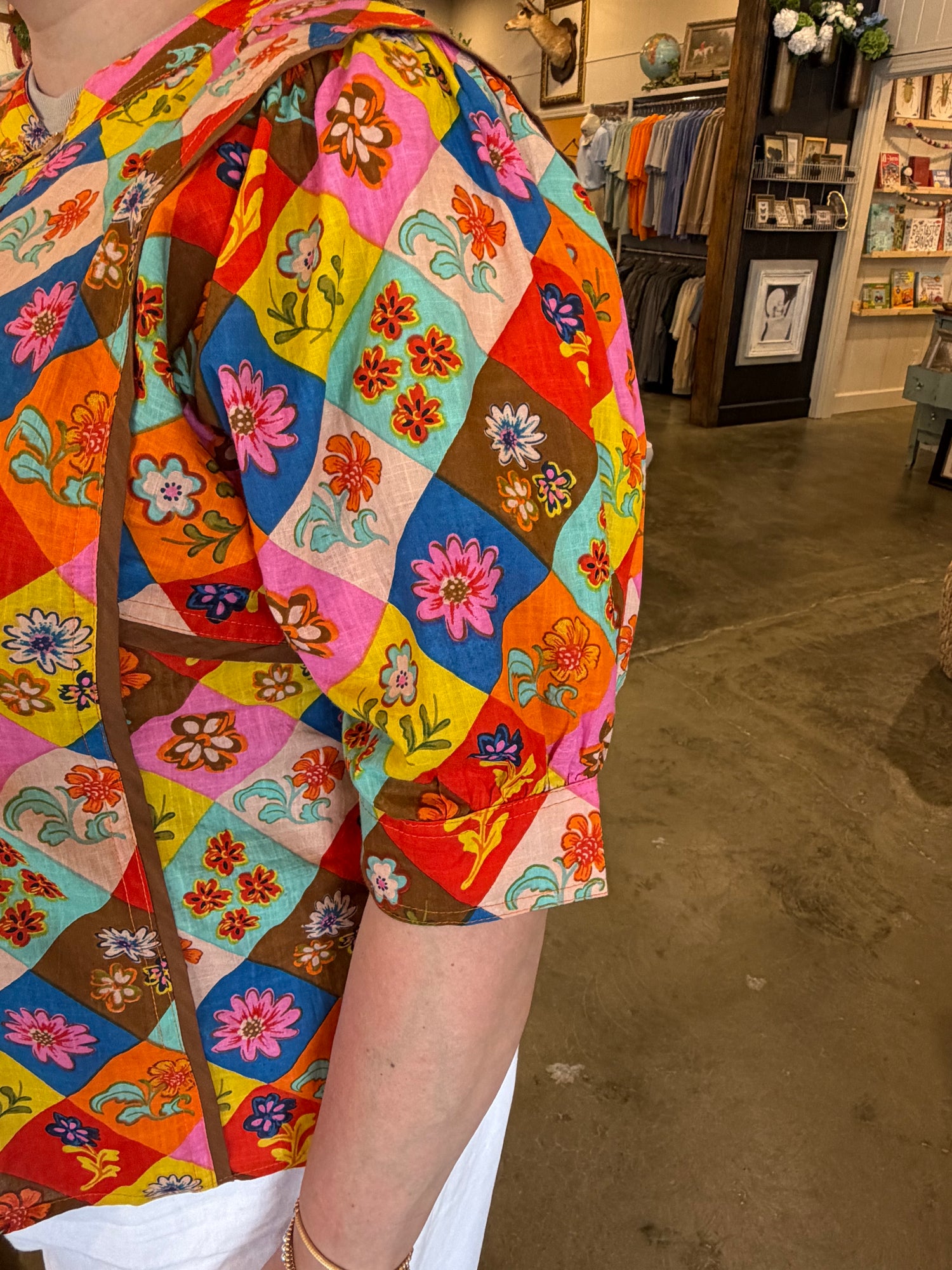 Block Patch Floral Top
