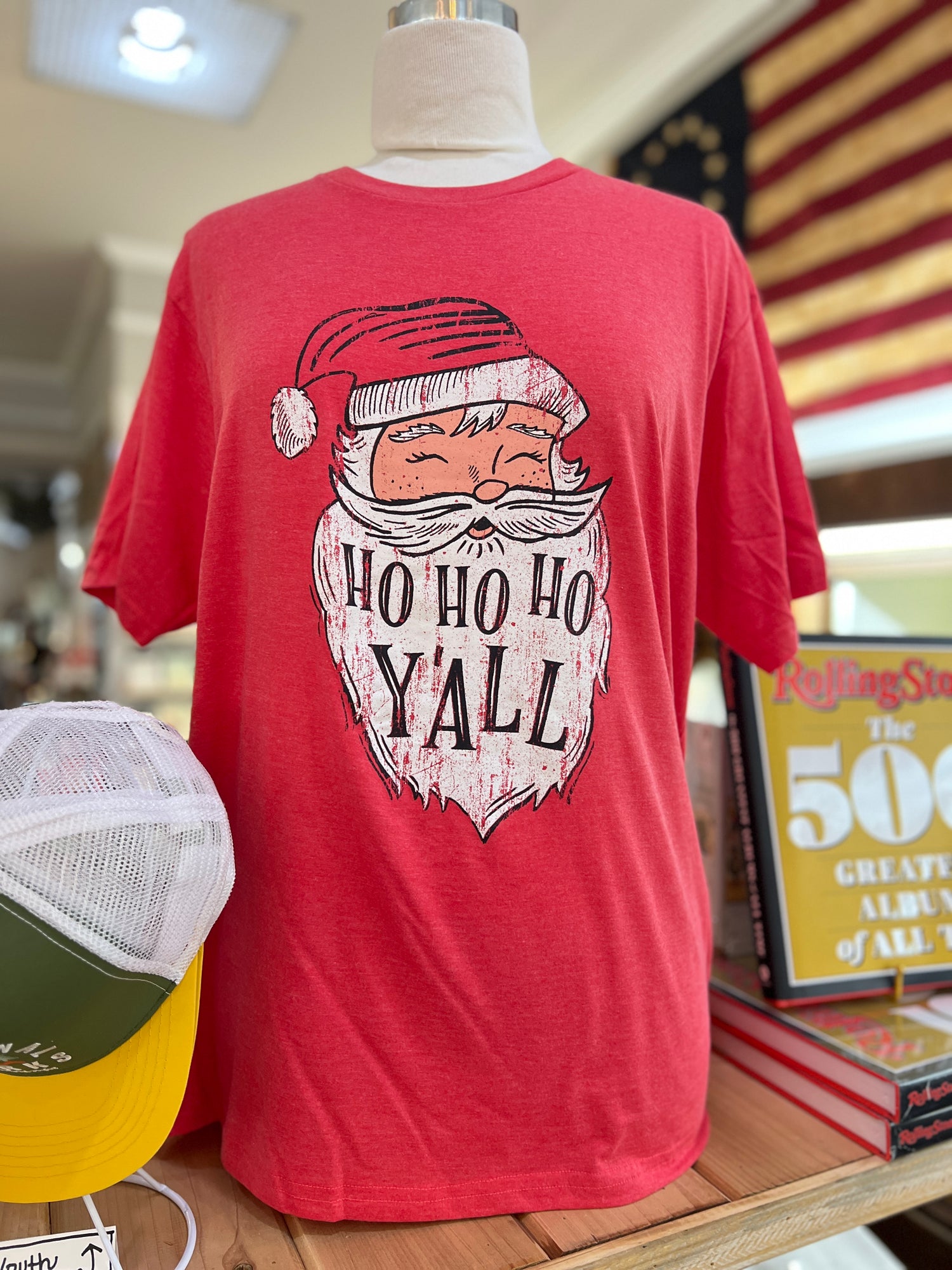 HoHoHo Y'all T Shirt Red Vintage Santa