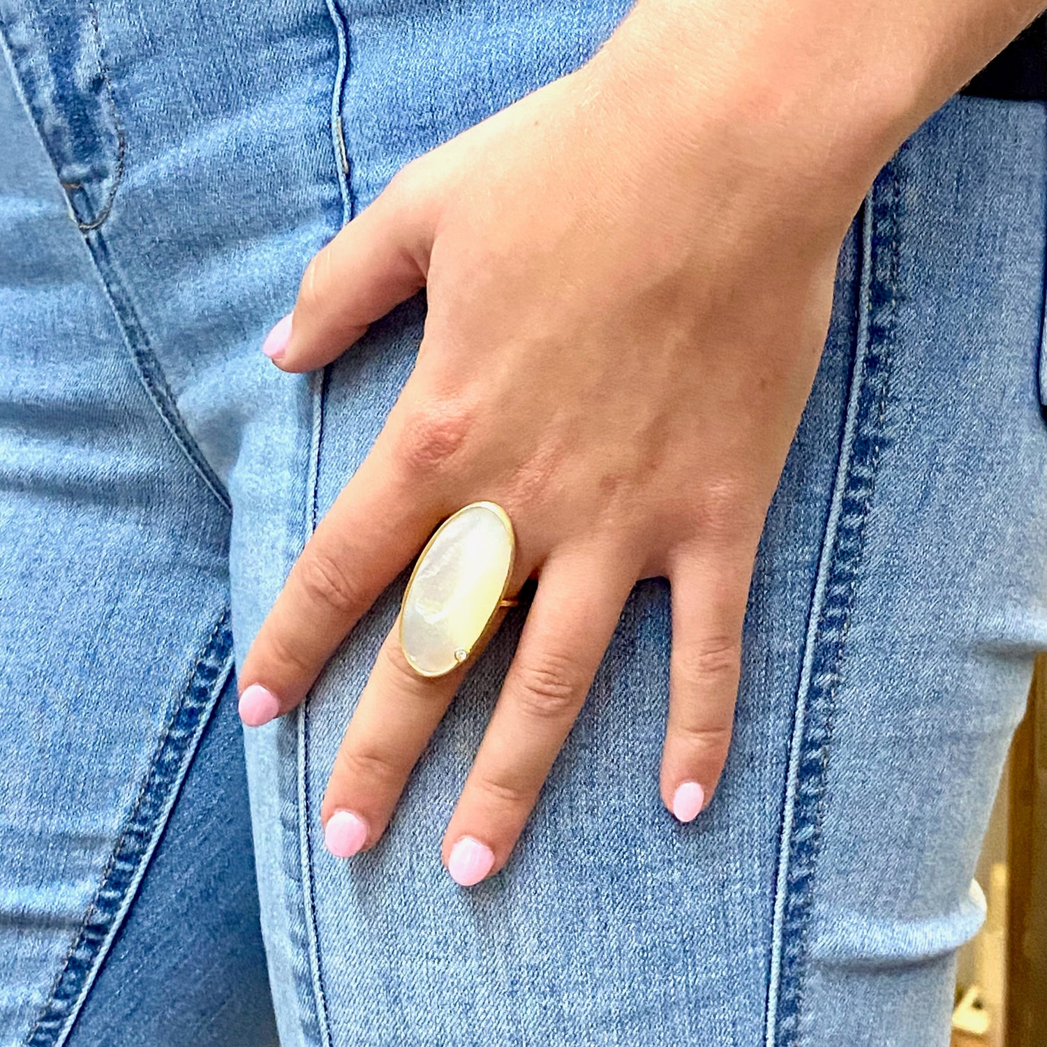 Elyssa Bass Ring Mother Of Pearl Oval