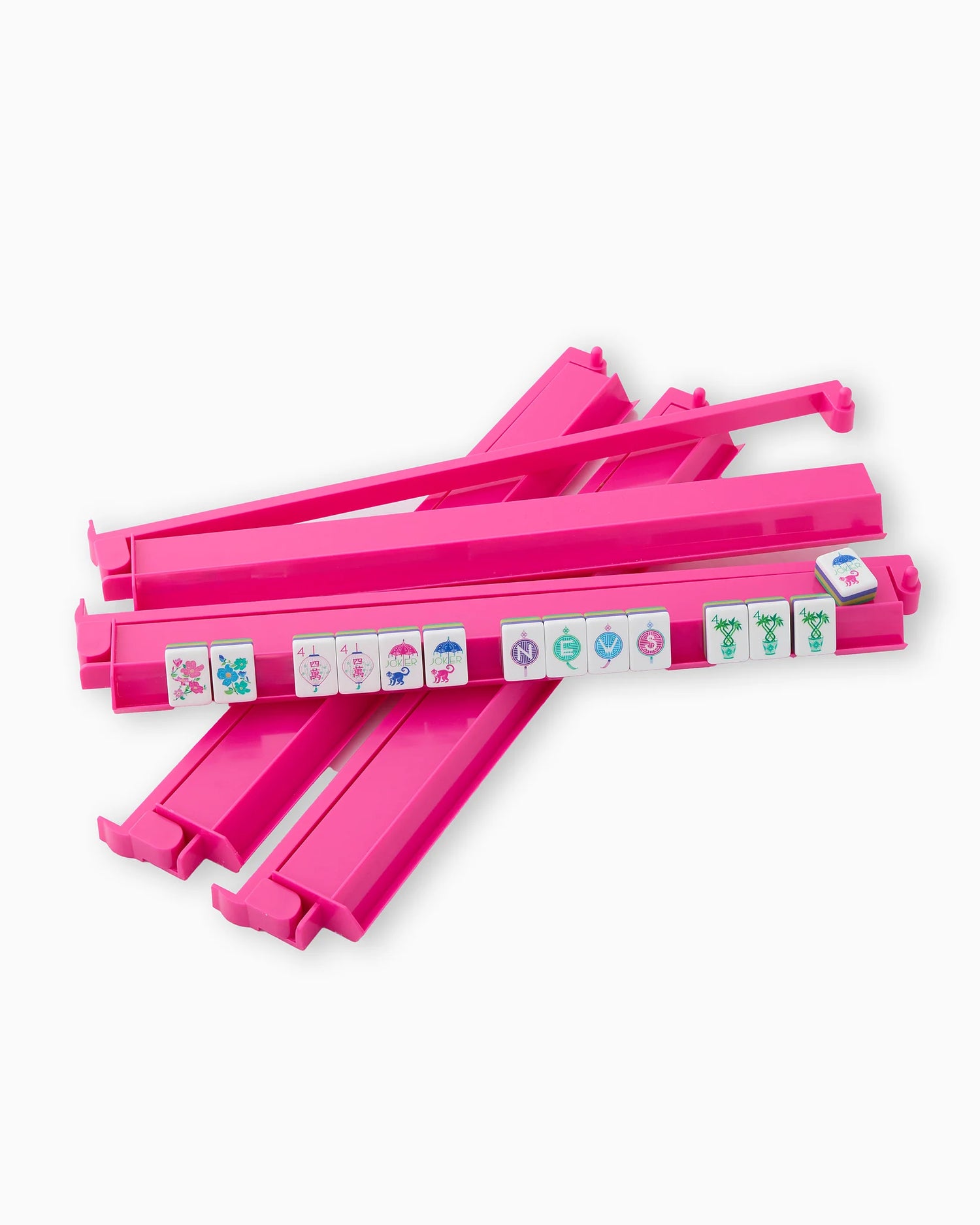Hot Pink Acrylic Mahjong Rack + Pusher Set
