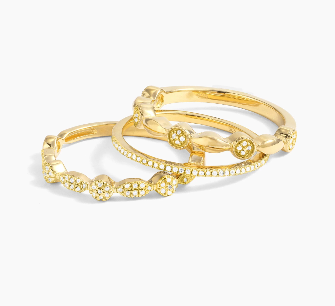 Gold Shiny Three Stack Ring