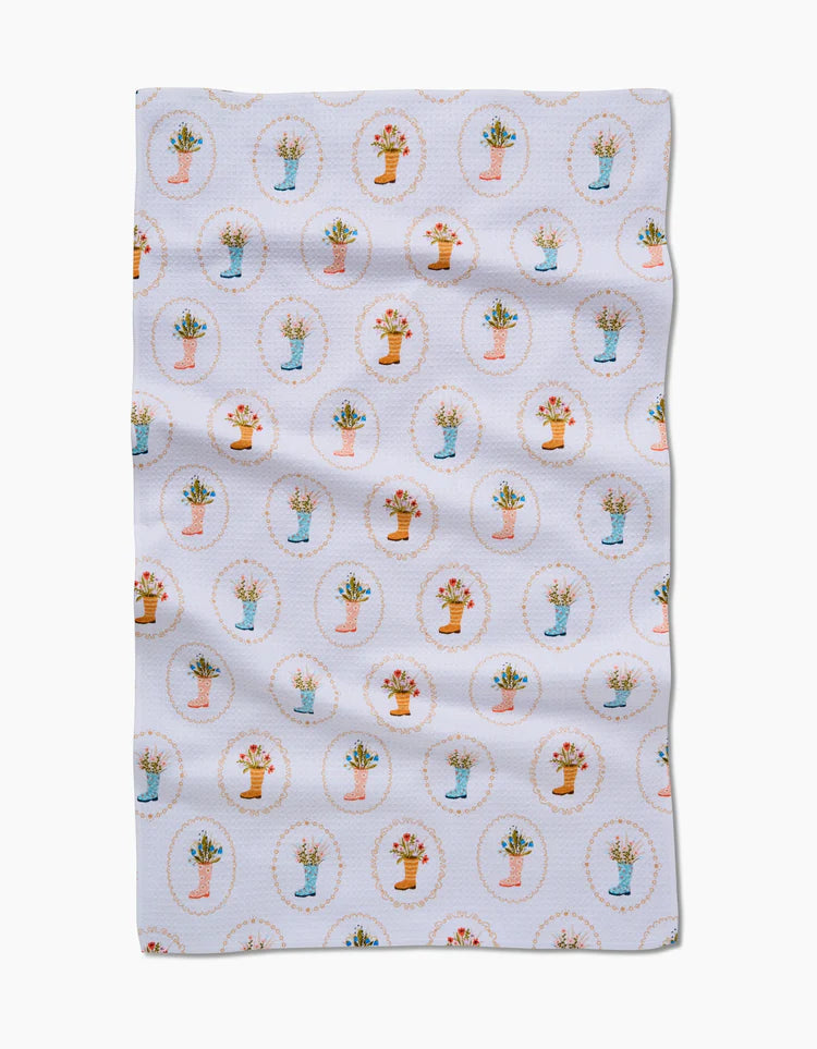 Rainboots in Bloom Geometry Tea Towel