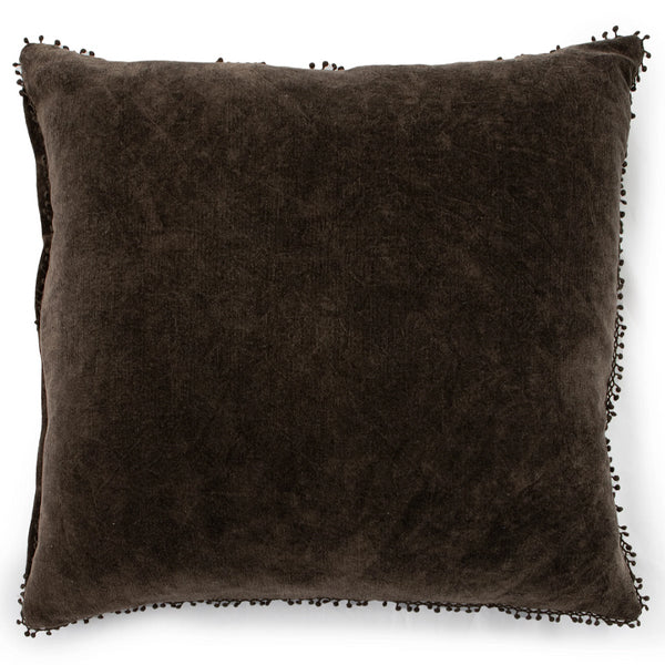 Velvet Pillow with Poms