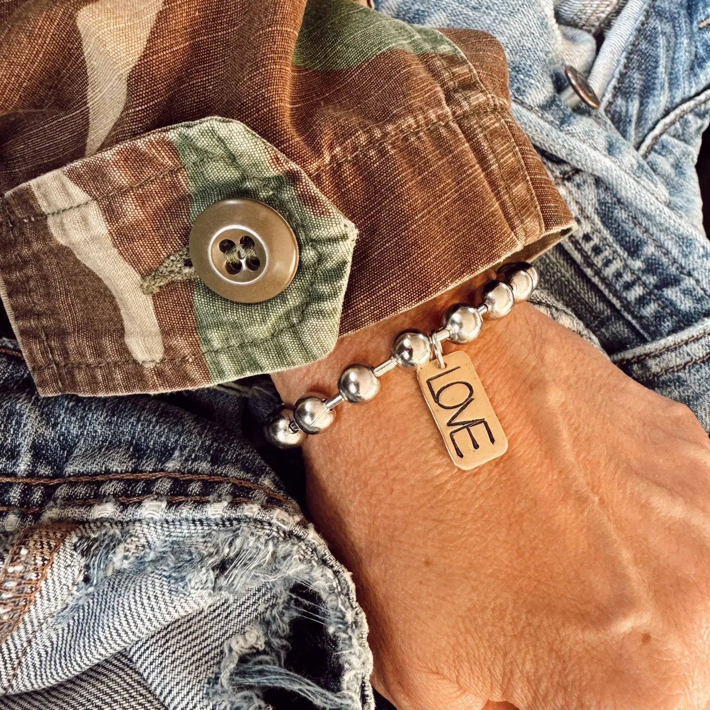 Love Brass Tag Bracelet