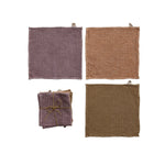 Stonewashed Cotton Waffle Weave Dish Cloths, Set of 3 Tied with Gold Cord