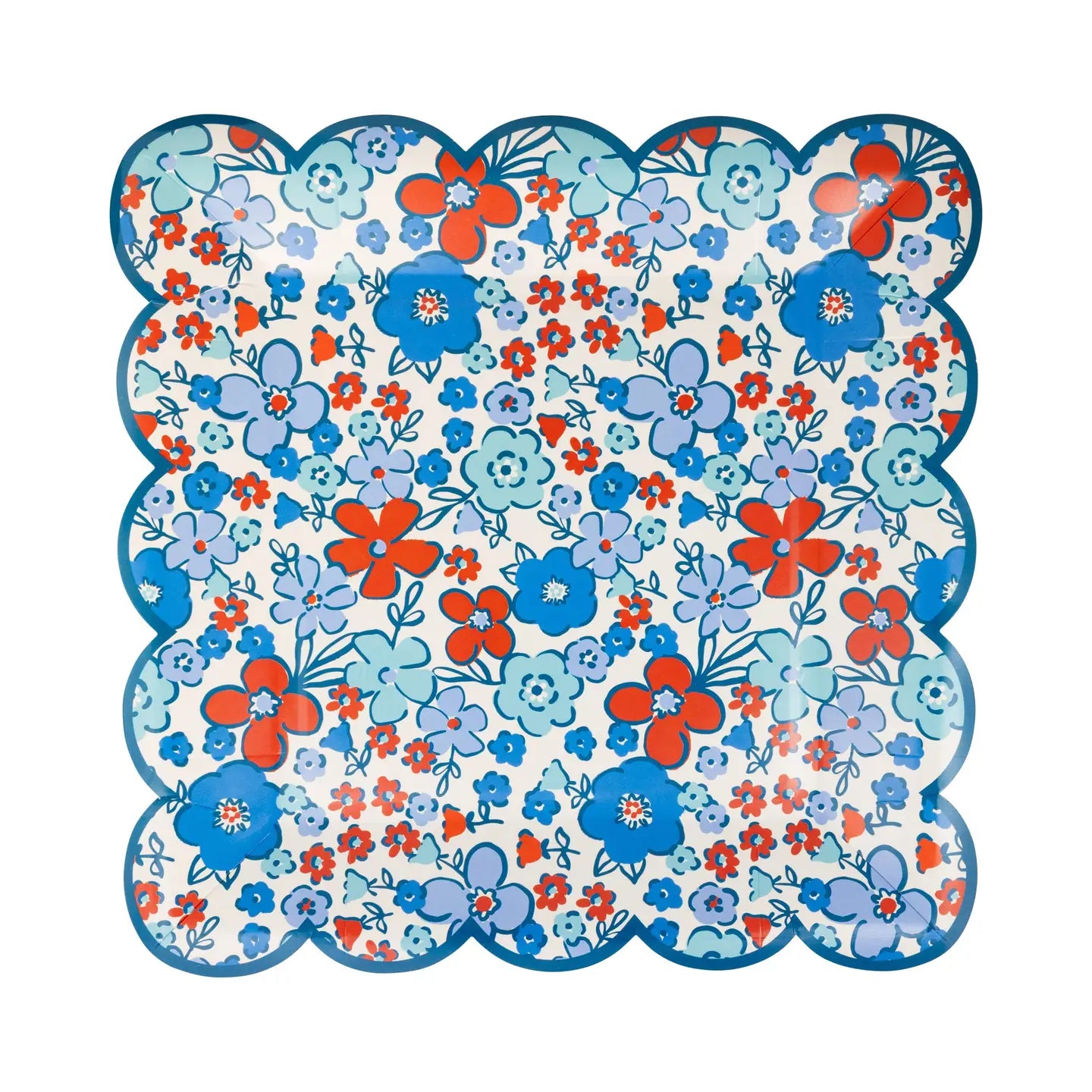 Floral Americana Scalloped Paper Plate