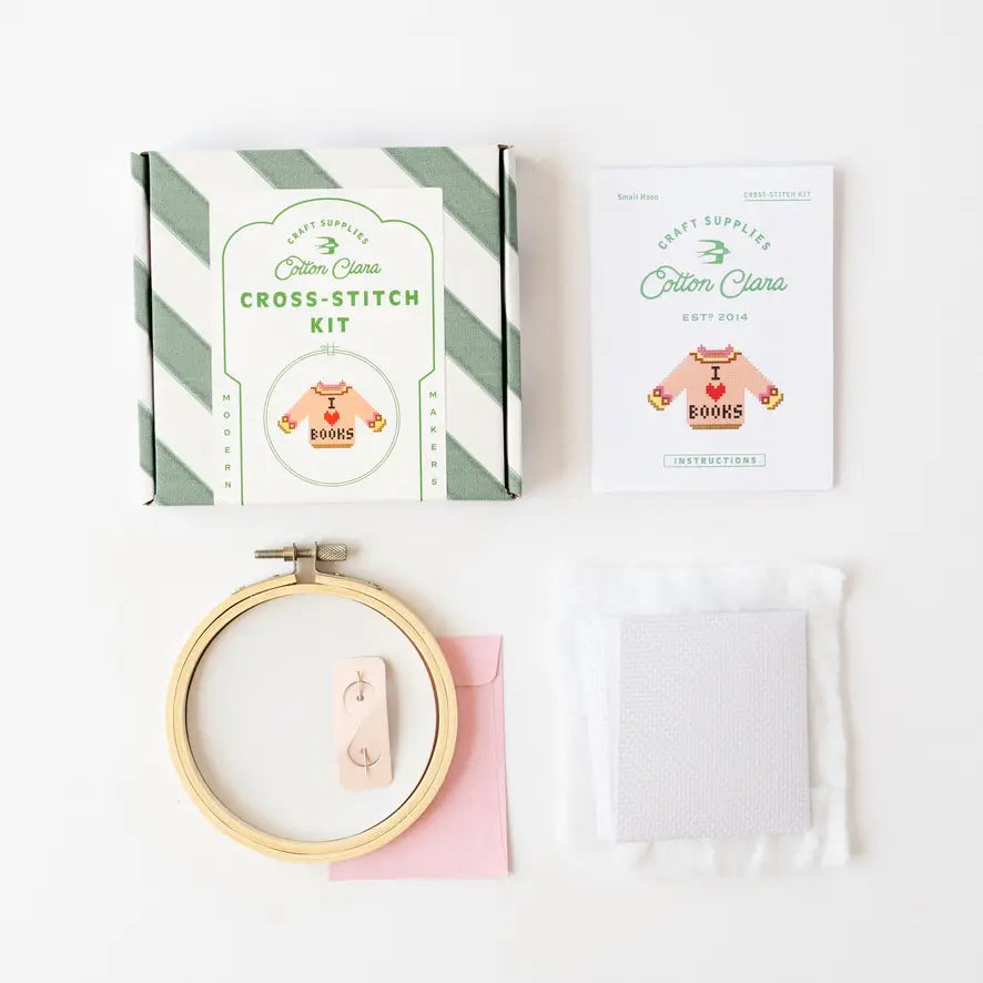 I Love Books Cross Stitch Kit for Beginners