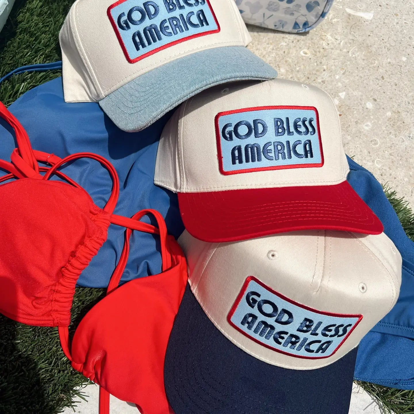 God Bless America Vintage Trucker Hat