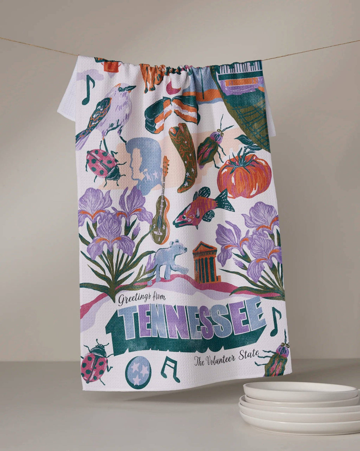 Greetings From Tennessee Geometry Tea Towel