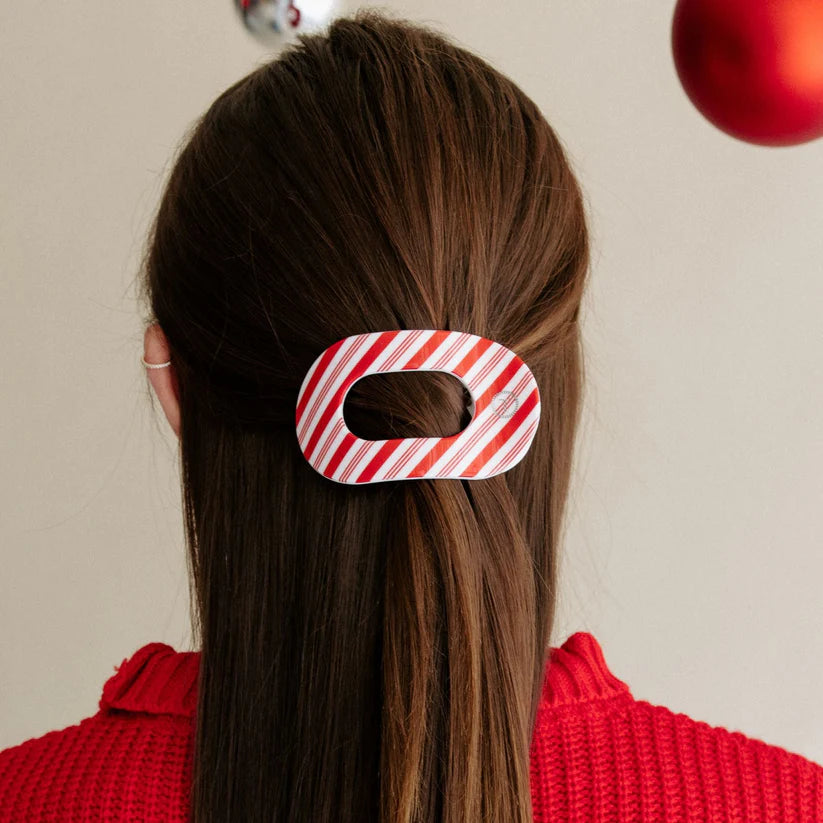 Candy Cane Flat Round Clip Teleties