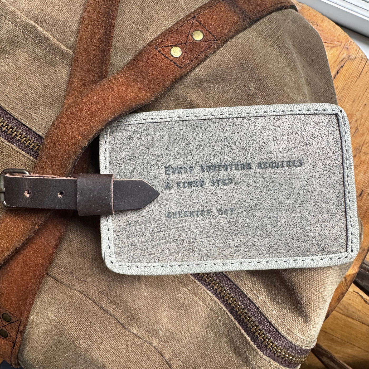 Leather Luggage Tag Cheshire Cat