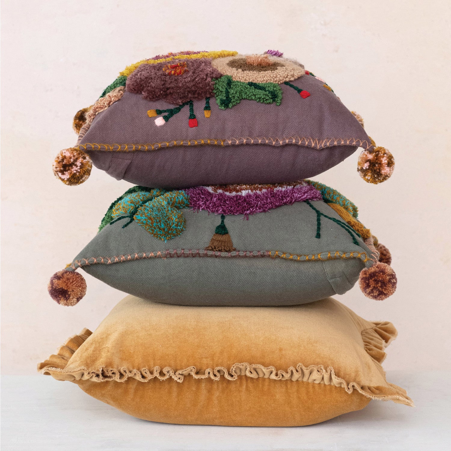 Ruffled Velvet Pillow