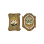 MDF Wall Décor w/ Flowers in Vase, Antique Gold Finish & Multi Color, 2 Styles ©