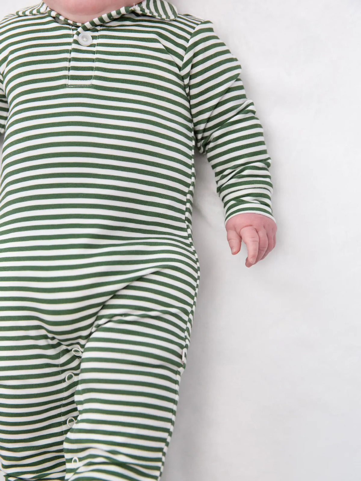Green Stripes Sweatshirt Polo Romper