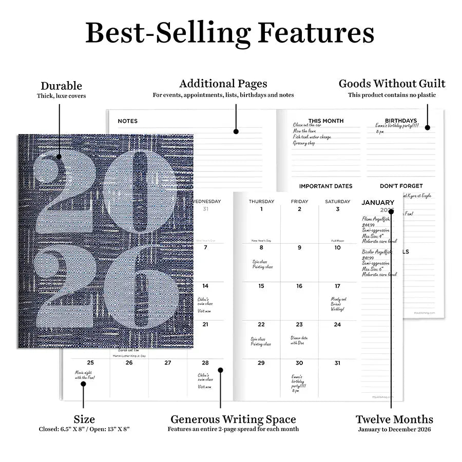 2026 Basket Weave Monthly Planner