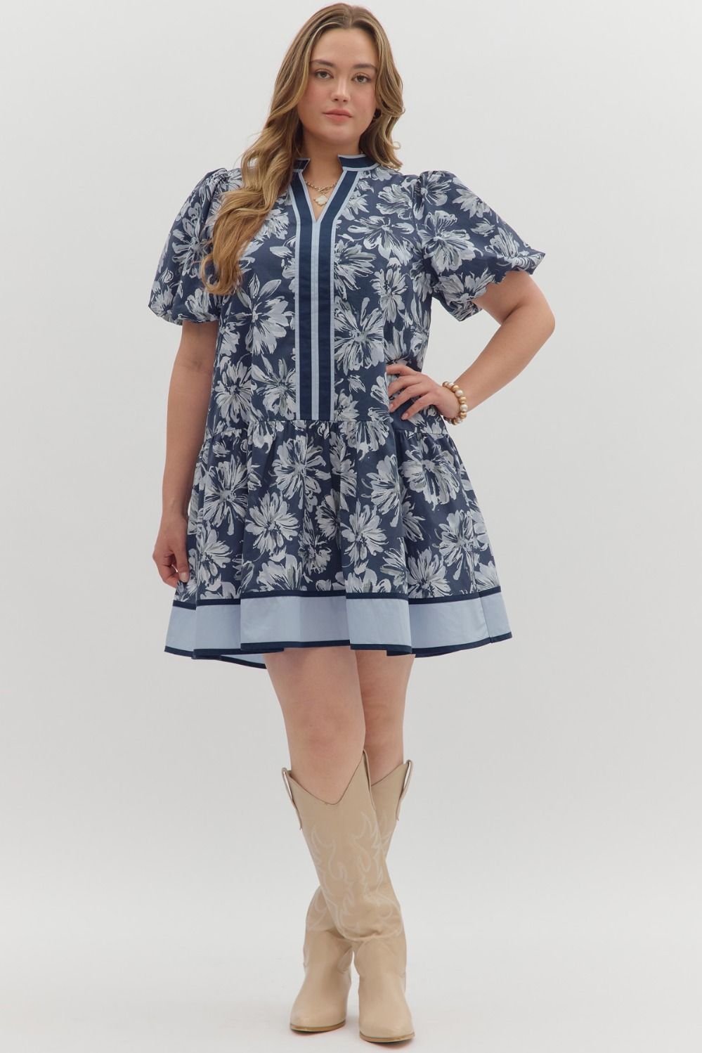 Blue Trim Dress