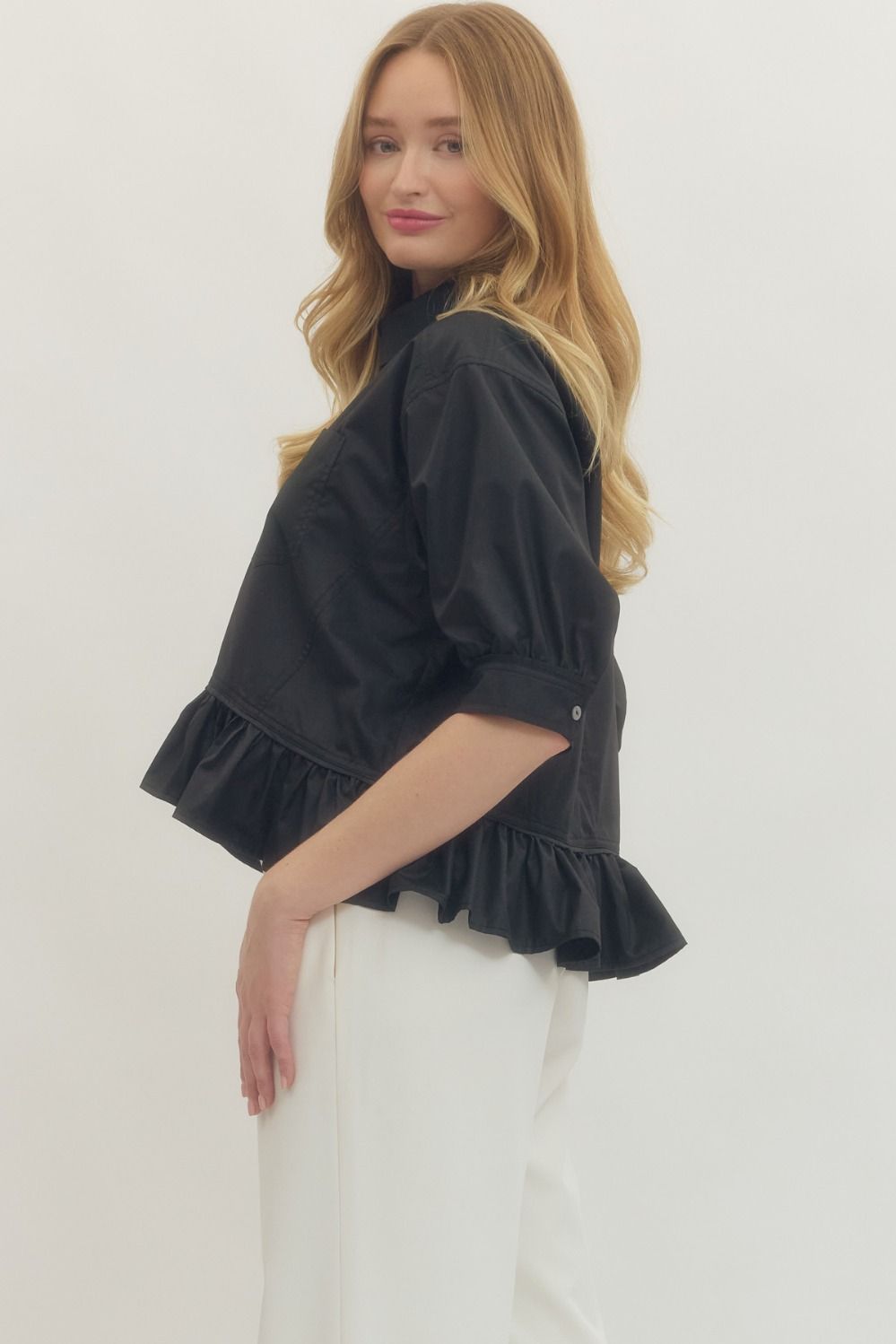 Ruffle Button Top