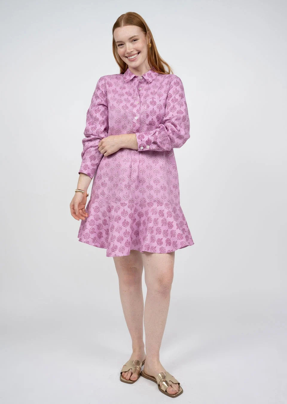 Uncle Frank Linen Print Shirt Dress