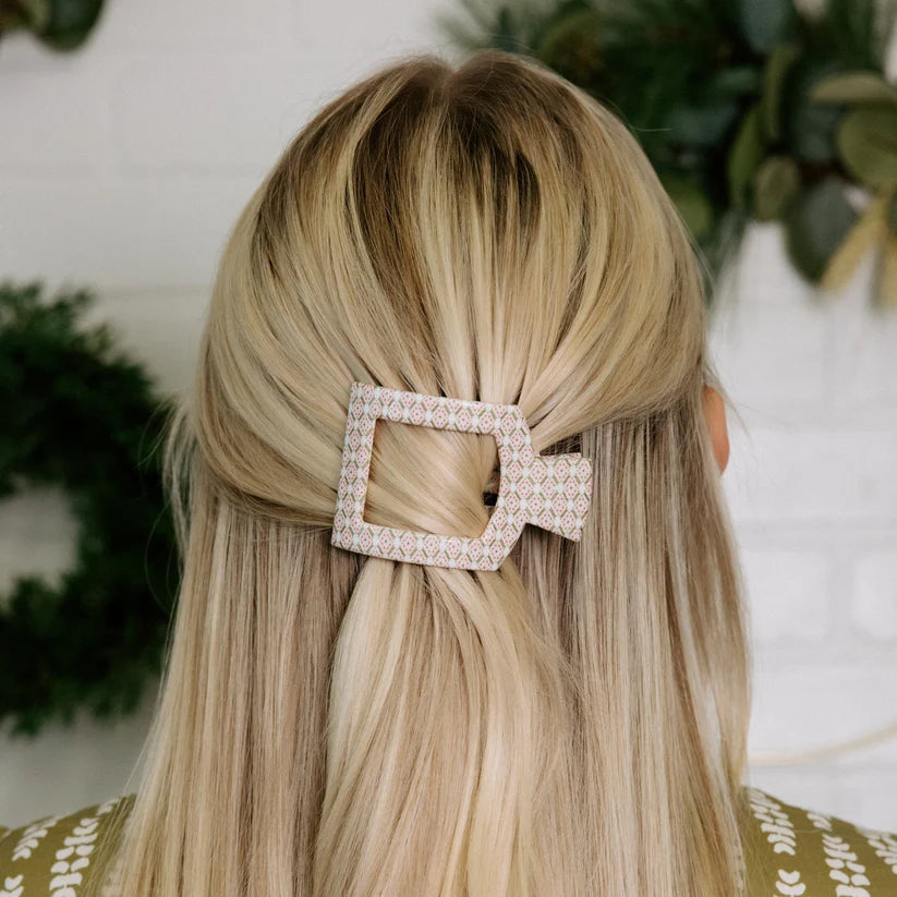 Pine and Pearl Flat Square Clip Teleties